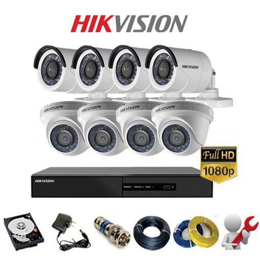 Trọn Bộ Camera Hikvision FULL HD 720P Bộ 5/6/7/8 Camera Đầy Đủ Phụ Kiện, Không Phát Sinh Chi Phí