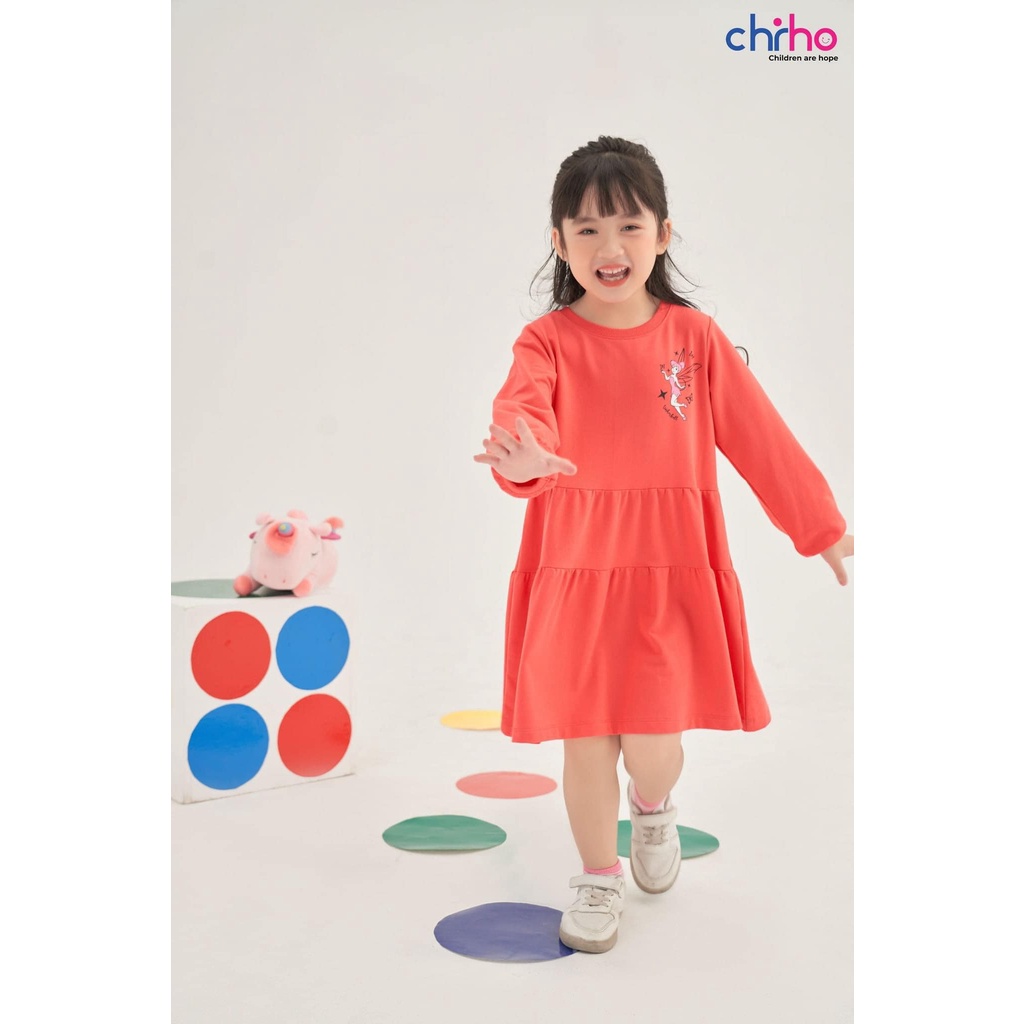 Váy đầm cotton da cá thu đông bé gái Chiho cao cấp size 100-130 cm