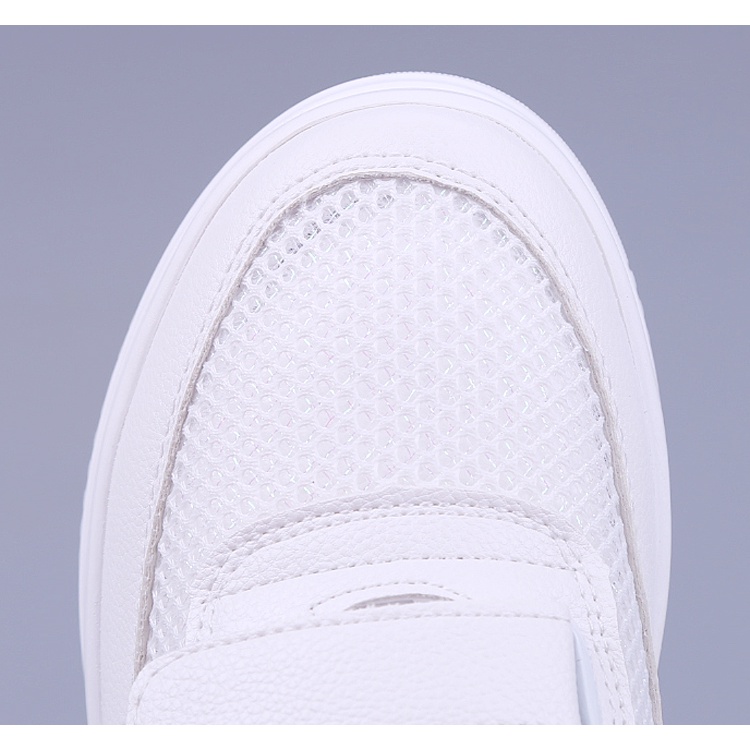 Giày Thể Thao Không Gót Màu Trắng Khóa Dán Một Mảnh Phong Cách Mùa Hè Mới 2021 Cho Nữ