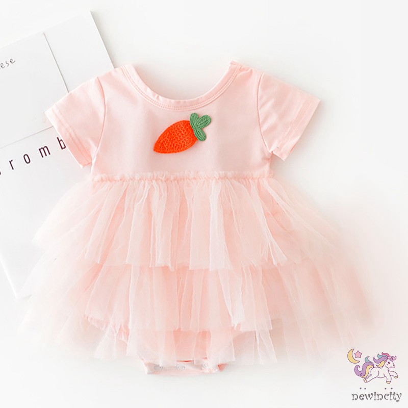 Jumpsuit Phối Đầm Tay Ngắn Hoạ Tiết Hoạt Hình Phong Cách Hàn Quốc Cho Bé