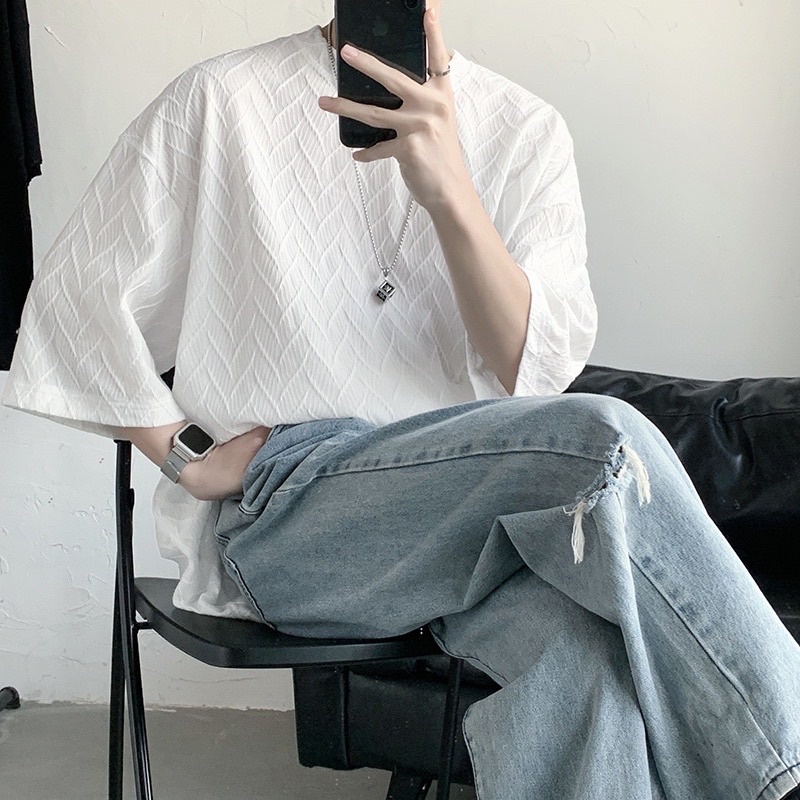 &lt;&lt;Có sẵn&gt;&gt; Áo thun linen tay lở phong cách Hàn Quốc cho nam nữ unisex