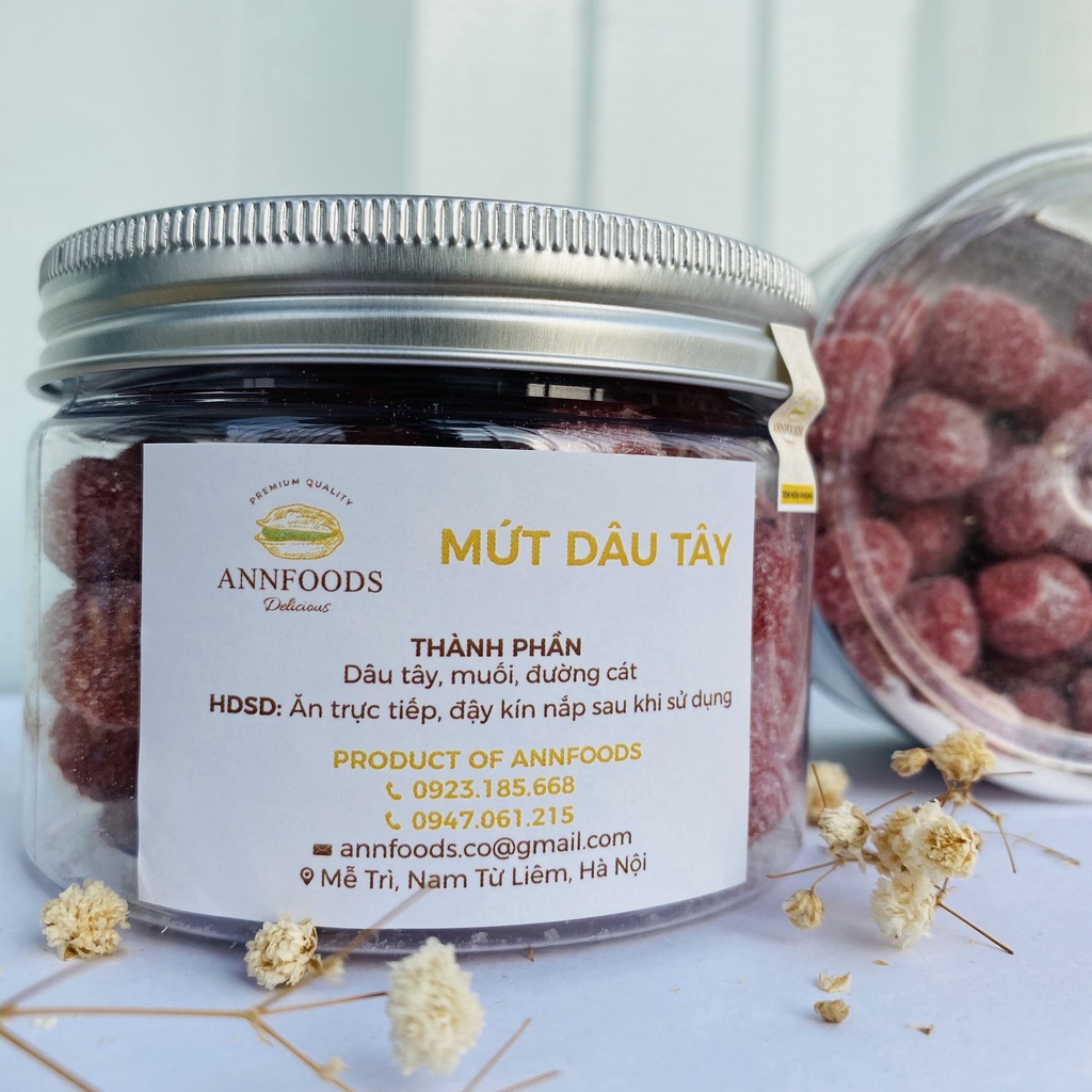 Mứt Dâu Tây Đà Lạt Mứt Dâu Tây Nguyên Quả Sấy Dẻo Nhà Làm Vừa Đường Ăn Không Sợ Béo  - Annfoods