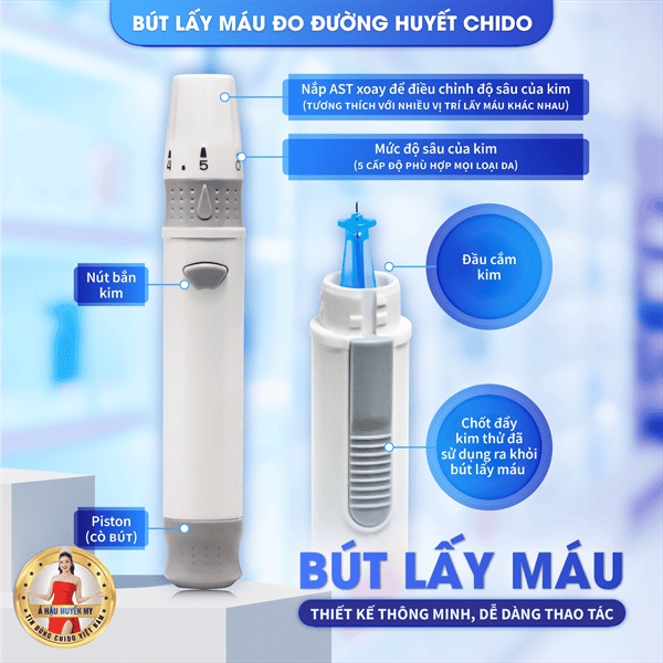 Máy đo đường huyết và phụ kiện tiêu chuẩn Model: GLM-79 (Hiệu Chido) – Bộ