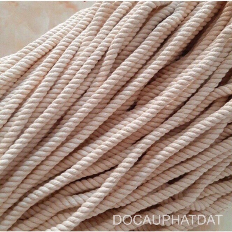 Dây thừng handmade macrame chất liệu cotton màu trắng ngà, kem