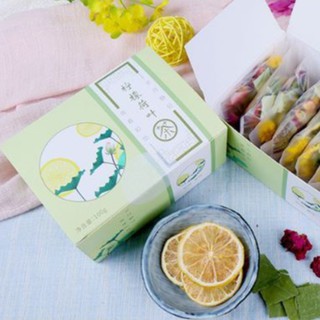 Trà ngũ bảo chanh lát lá sen hoa cúc hoa hồng quyết minh tử hộp 100gr (10 gói nhỏ) trà thanh nhiệt detox giải khát