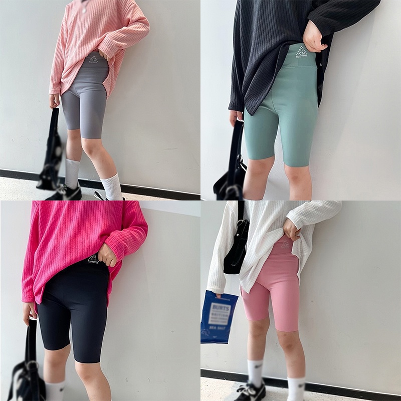 Quần Short Tập Yoga Dáng Ôm Vải Lụa Mát In Hình Cá Mập Phong Cách Mới Cho Mẹ Và Bé