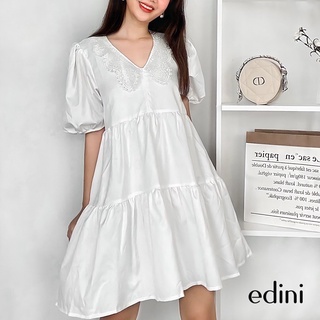 Đầm cổ v phối ren dáng xoè edini - d1446