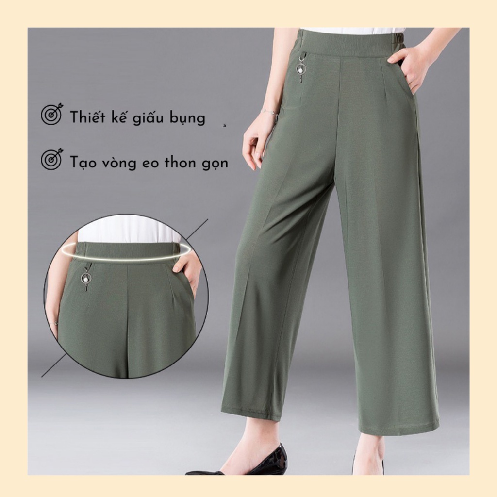 [Không nhăn] Quần ống rộng nữ đẹp V'vie Ladies - Quần ống rộng cạp cao 4 màu - Giấu bụng và đùi, tôn dáng, sang trọng