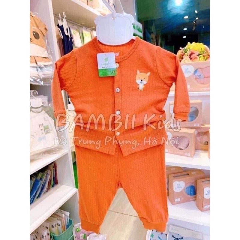 (Xả Hàng)Bộ dài tay sơ sinh cài giữa chất thông hơi Lullaby cho bé