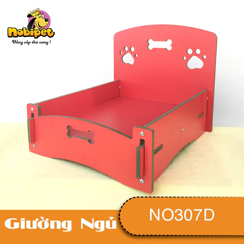 Giường Nằm Gỗ Lắp Ráp Queen Mini Màu Đỏ Cho Dòng Chó Mèo Nhỏ