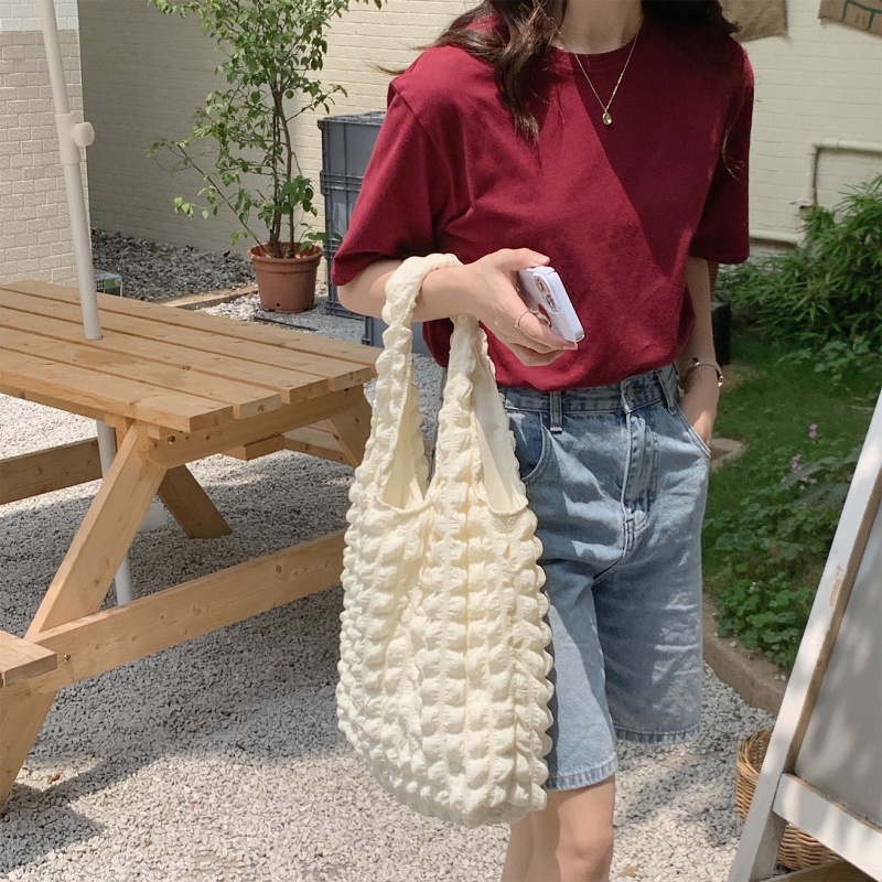 Youyo Túi Tote Đeo Vai Thiết Kế Xếp Ly Sức Chứa Lớn Dễ Thương Cho Nữ