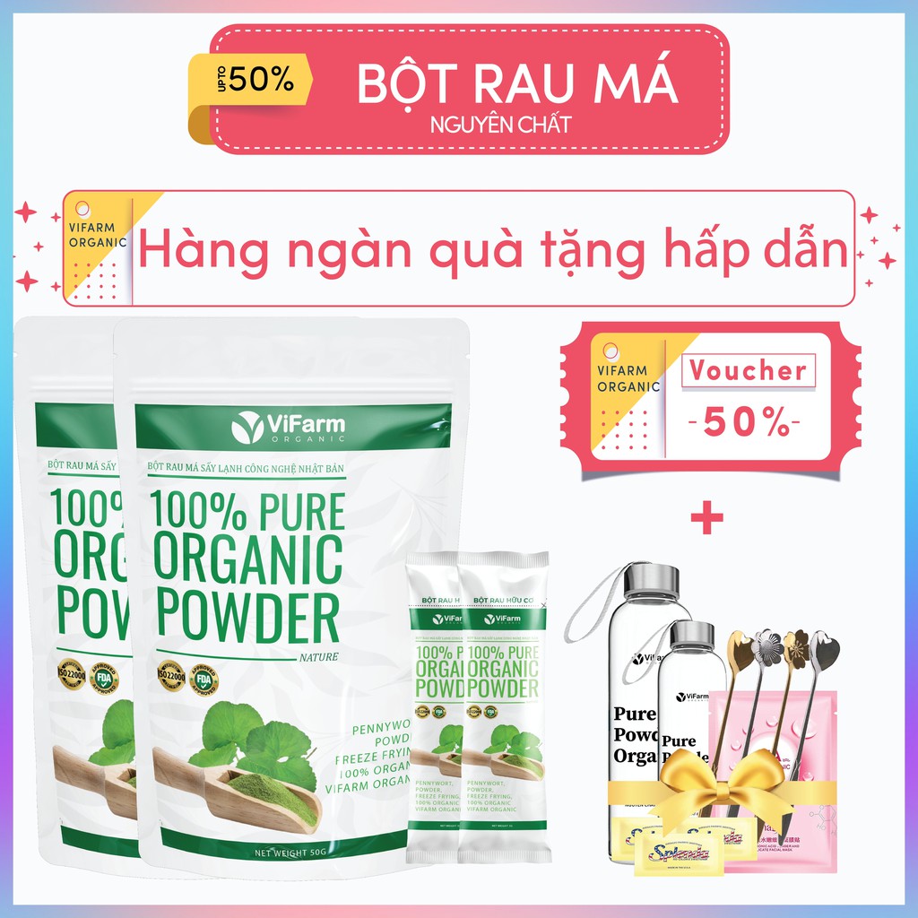 Bột Rau Má Nguyên Chất 50g Organic 100%, Bột Rau Má Sấy Lạnh, Thanh Nhiệt,Mát Gan, Giải Độc Cơ Thể