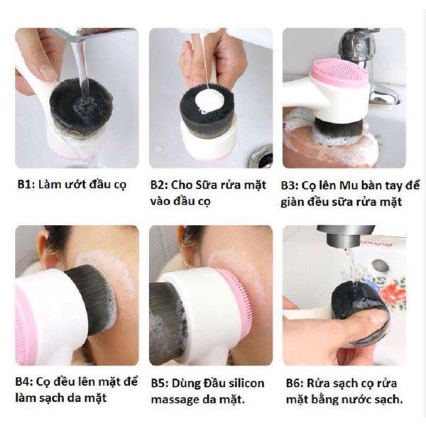(Hàng Mới Về) Cọ Rửa Mặt 2 Đầu Bằng Silicon Mềm Mịn Massage Làm Sạch Da 88179