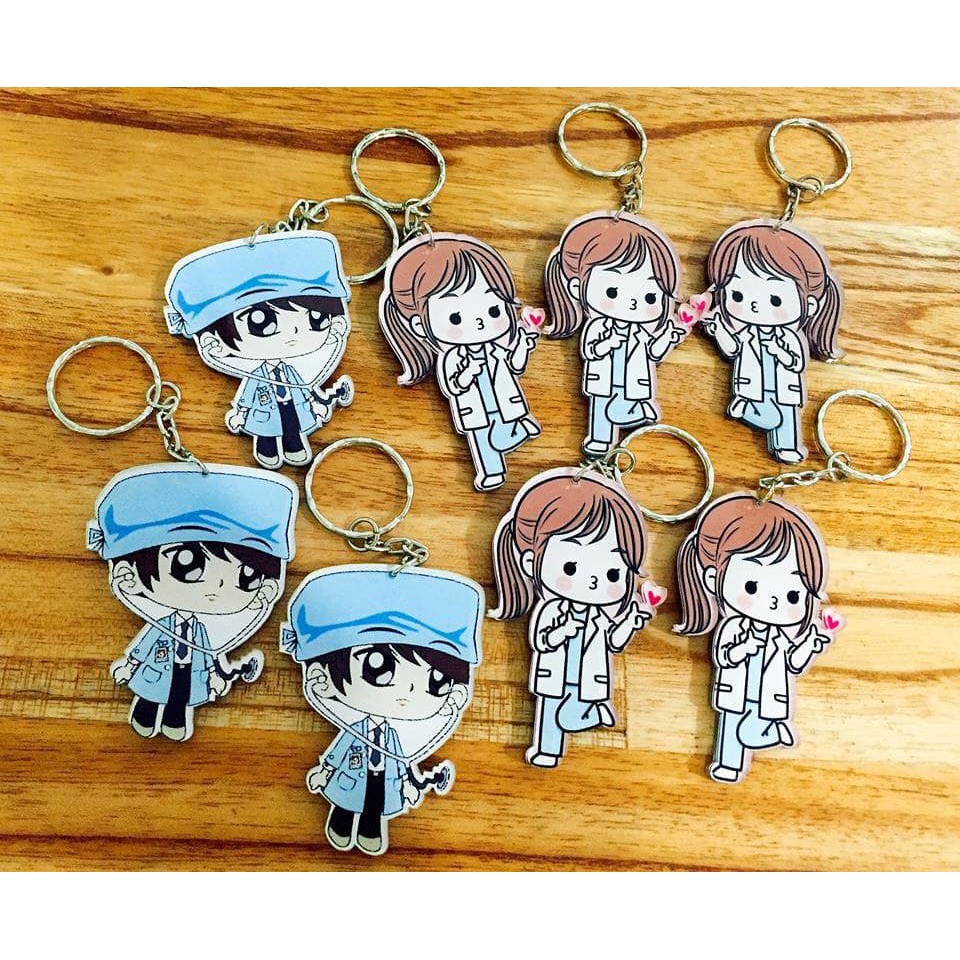 Móc khóa mica - Cắt hình chibi Y tá dễ thương