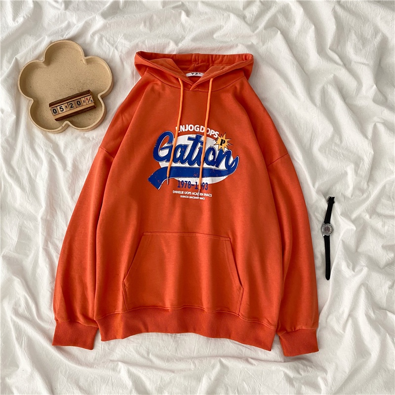 SUXI Áo Hoodie Nữ Dáng Rộng In Chữ Phong Cách Hàn Quốc Mới