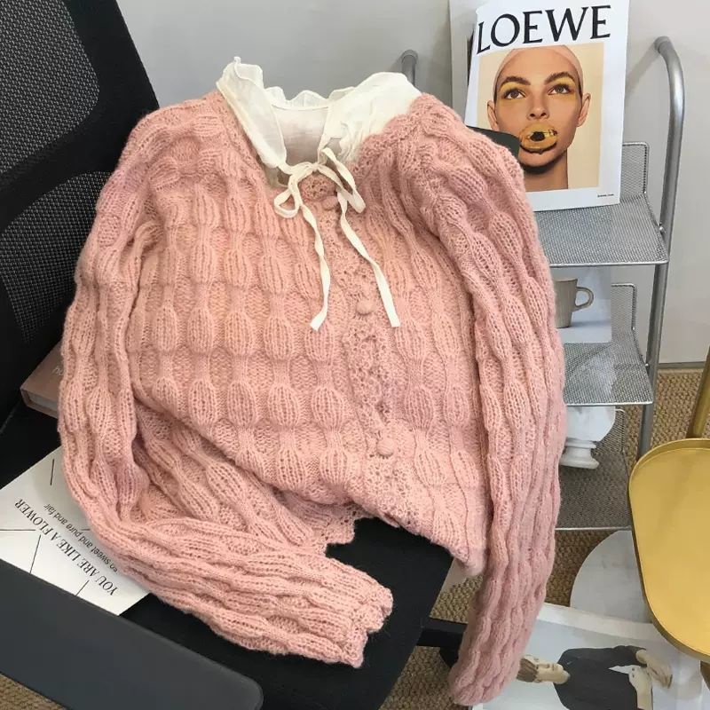 Áo Khoác cardigan Dệt Kim Dáng Rộng Ba Chiều Nhẹ Nhàng Mùa Thu Và Mùa Đông Cho Nữ