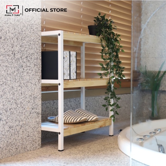 Kệ gỗ trang trí khung sắt tĩnh điện xuất khẩu hàn quốc cao cấp MW FURNITURE - Nội thất phòng khách