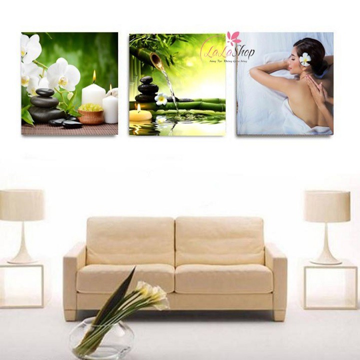 Bộ 3 Tranh Spa Canvas giá xưởng - Tặng kèm đinh đa năng không cần khoan tường