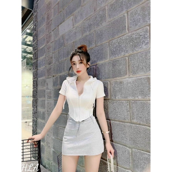 áo hoodie croptop ôm body siêu hot