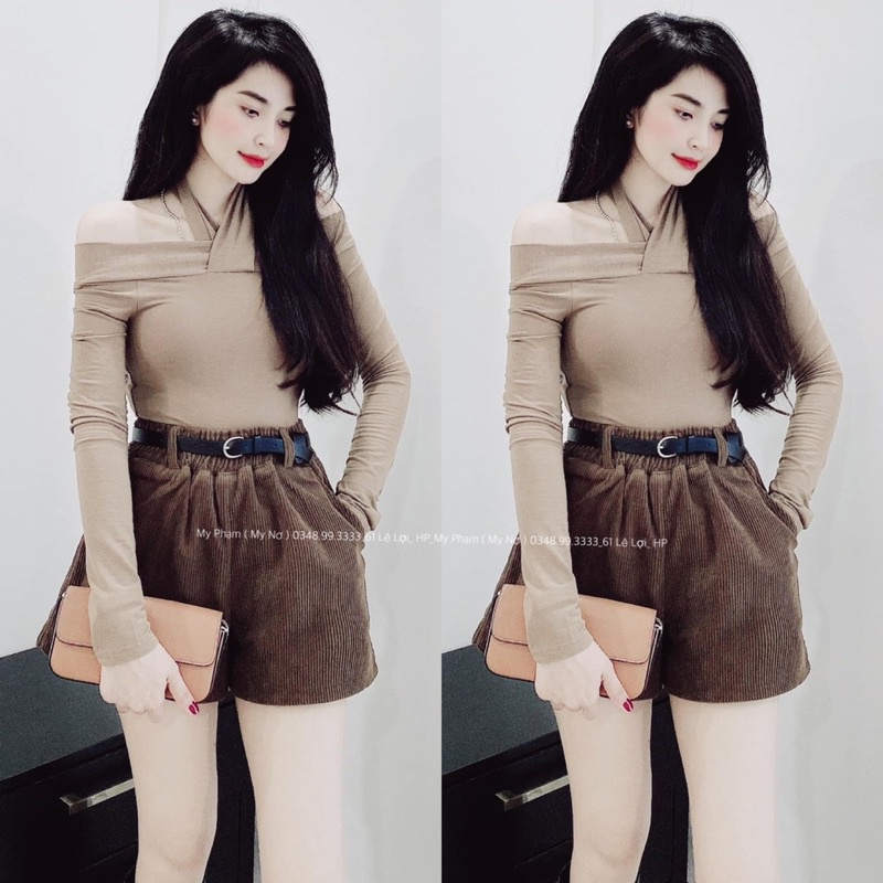  BÁN SỈ QUẦN SHORT NHUNG KÈM ĐAI 2 MÀU CHO NỮ | BigBuy360 - bigbuy360.vn