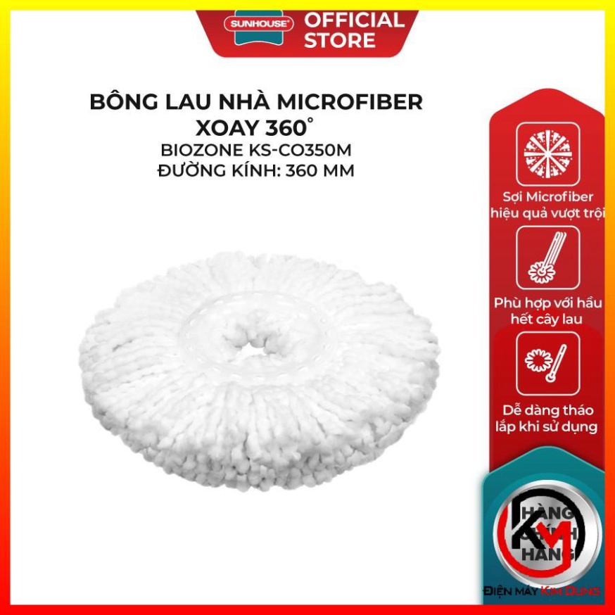 Bông Lau Nhà Microfiber Xoay 360 Độ SUNHOUSE KS-CO350M Đường Kính 360 mm