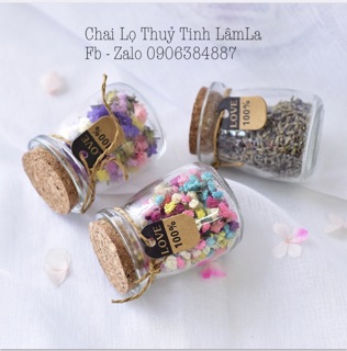 [HCM]Hũ Thuỷ Tinh Pudding Lùn Nút Gỗ Ép 100ml