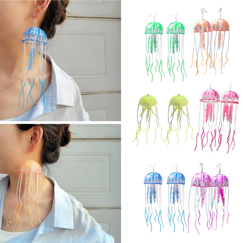 Set 2 Mặt Dây Chuyền Silicone Tua Rua Hình Sứa Phong Cách Trung Hoa Cho Nữ