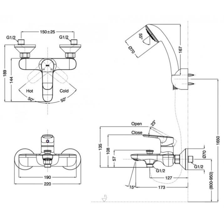 Vòi Hoa Sen Inax BFV-1403S-4C/7C/8C Nóng Lạnh