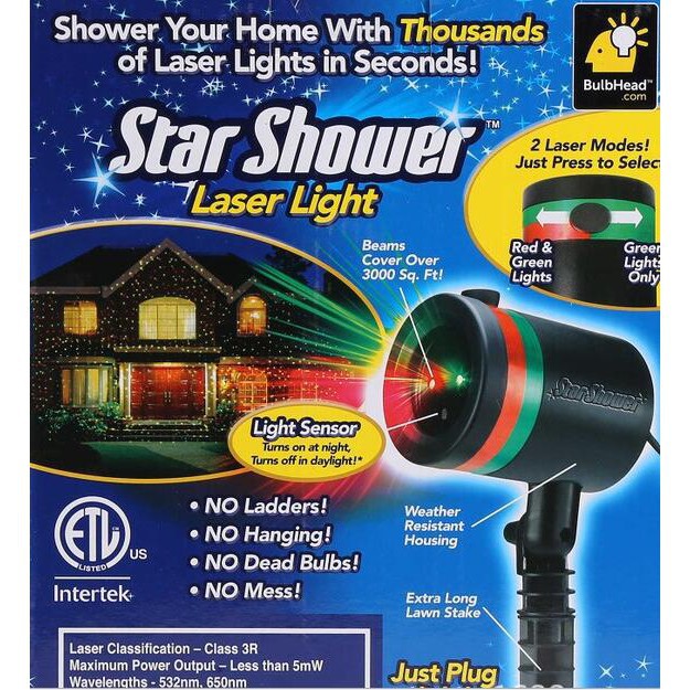 HN06 [GIÁ HỦY DIỆT] Đèn LASER STAR SHOWER chiếu sao trang trí X'Mas