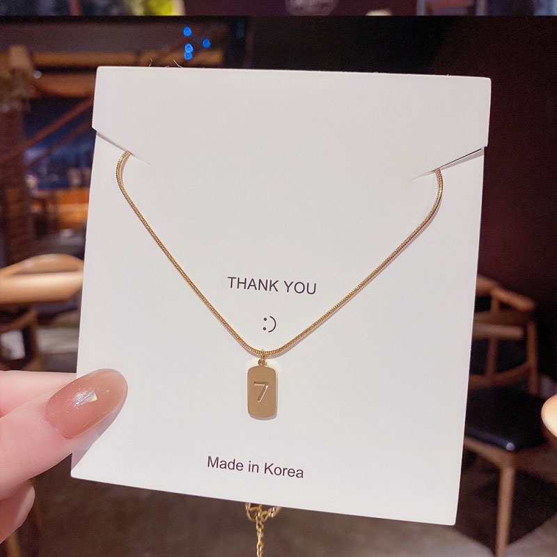 XiaoboACC Vòng Cổ Bằng Thép Titan Mặt Hình Số 7 Thời Trang Hàn Quốc 40cm + 6cm