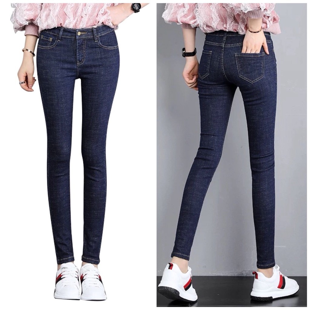 Quần jean nữ lưng cao màu xanh tiêu co giãn siêu tôn giáng ( CÓ BIG SIZE ) 003-sp11