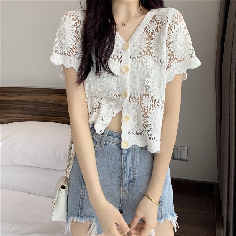 💕 Áo ren lưới hoa mặt trời, áo cardigan cao cấp 💕 | BigBuy360 - bigbuy360.vn