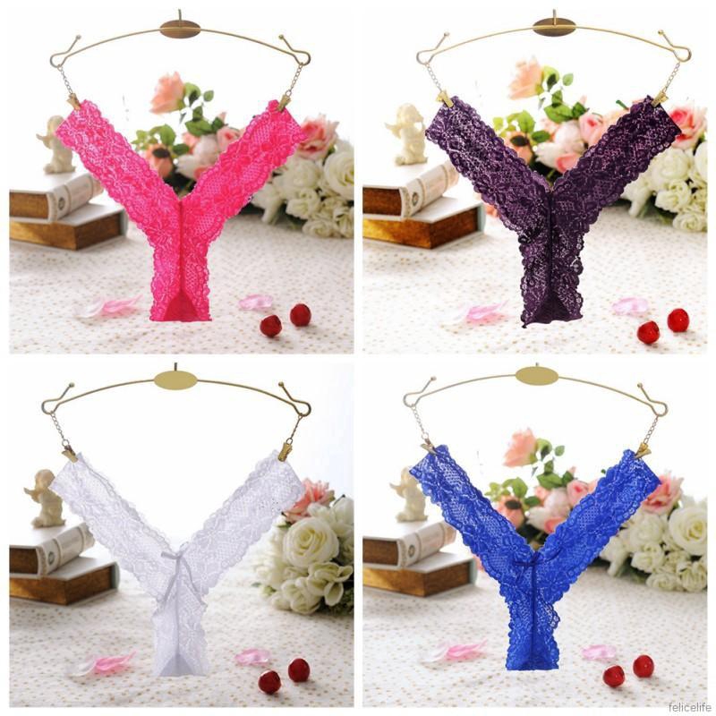 Quần lót ren lọt khe có nơ kèm túi đựng OPP