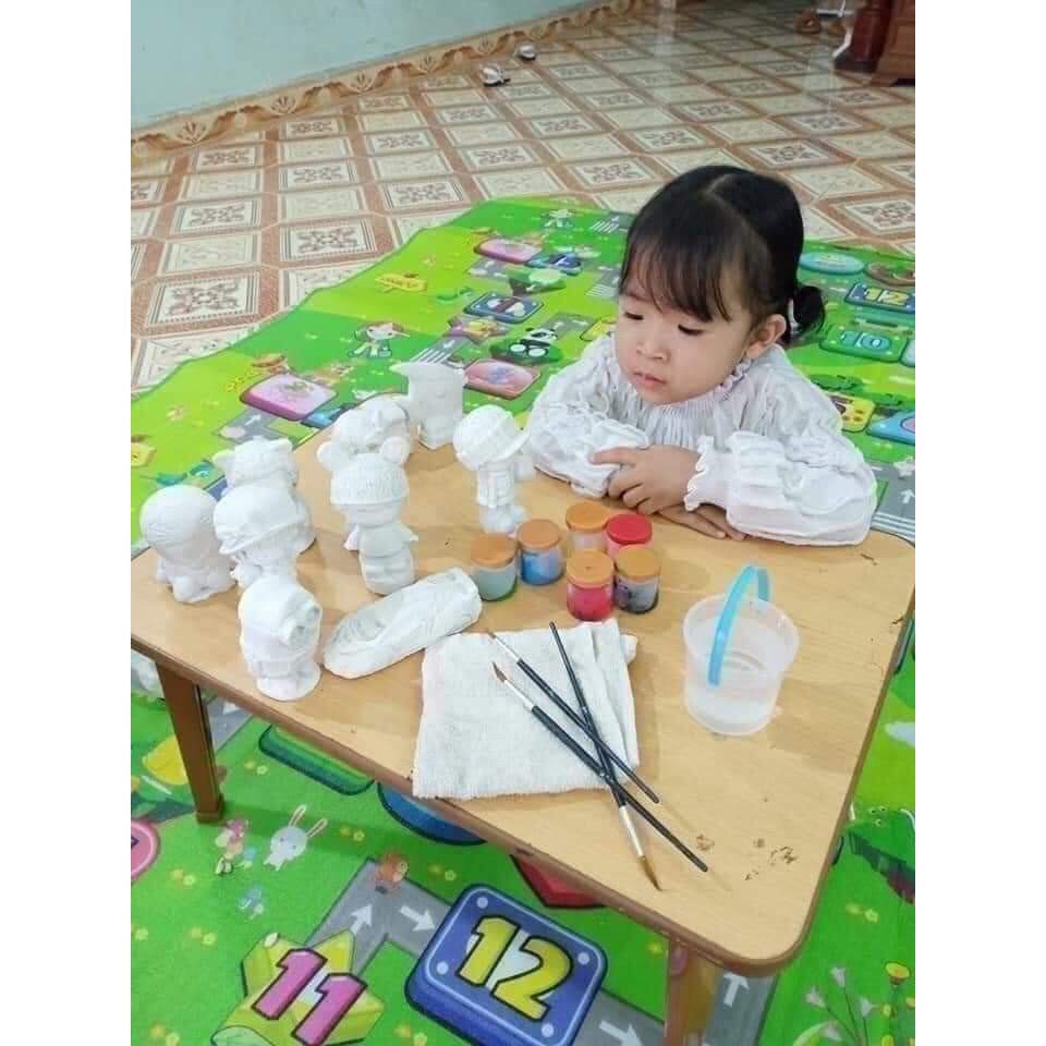 Bộ Tô Tượng Thạch Cao 10 Hình Tặng Kèm Khay Màu Và Bút Vẽ