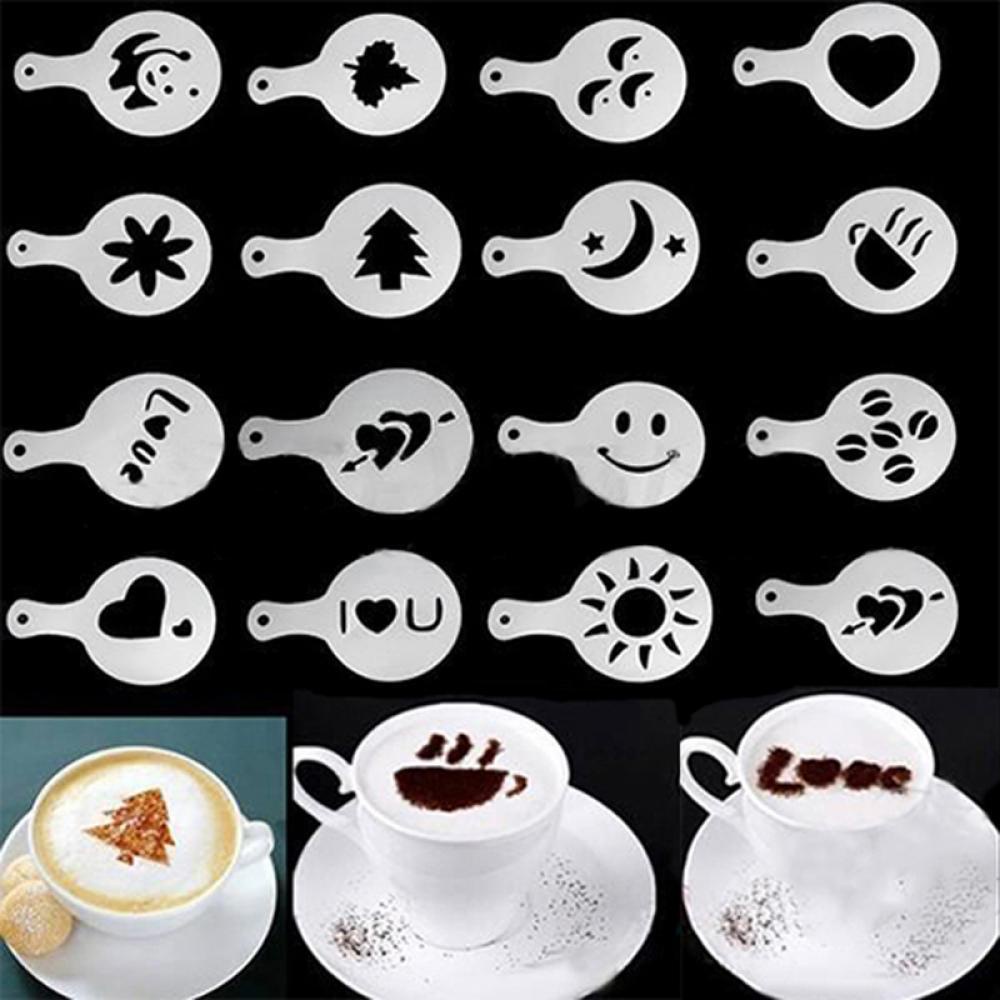 Set 16 Khuôn Tạo Hình Trang Trí Mặt Tách Cà Phê Nghệ Thuật