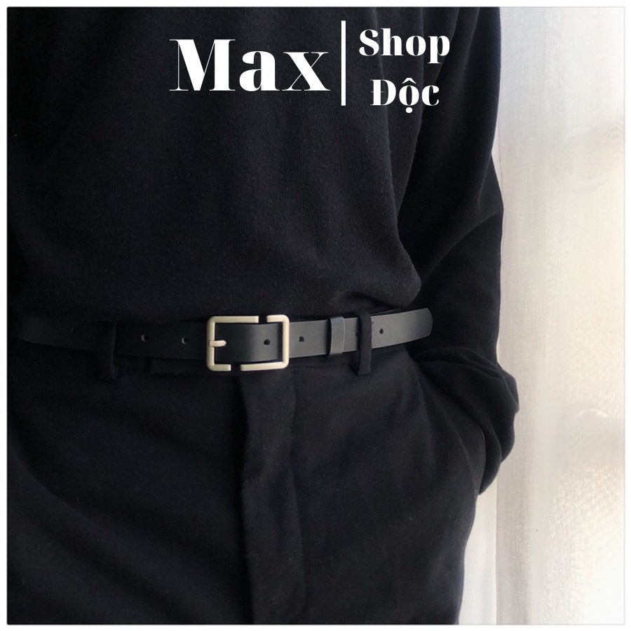 Thắt Lưng Unisex Cao Cấp Bản Nhỏ BBelt Mặt Chữ B Màu Đen Đẹp - Dây Lưng Da PU Mặt Kim Loại Hàn Quốc - BBelt - Maxshopdoc