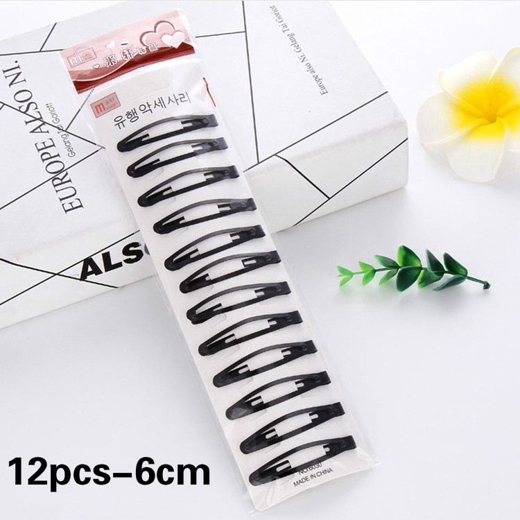 Bộ 12 kẹp tóc bằng kim loại kiểu dáng đơn giản trẻ trung 5/6cm