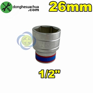 Tuýp 26mm 1/2 Kingtony 433526M loại ngắn 6 cạnh màu trắng