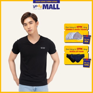 Áo phông nam YODY cổ tim form rộng vải cotton thoáng mát PPM3997