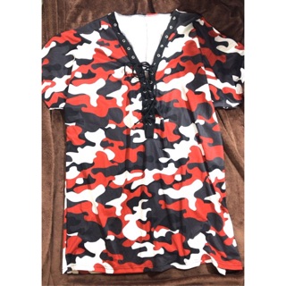 Đầm lính đỏ thun lạnh dẻo dày mịn thắt dây