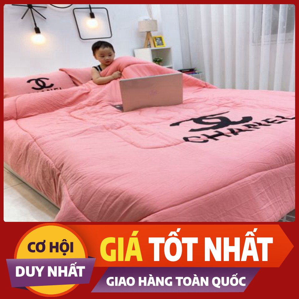 Bộ 5 món chăn ga gối cotton đũi thương hiệu hàng cao cấp