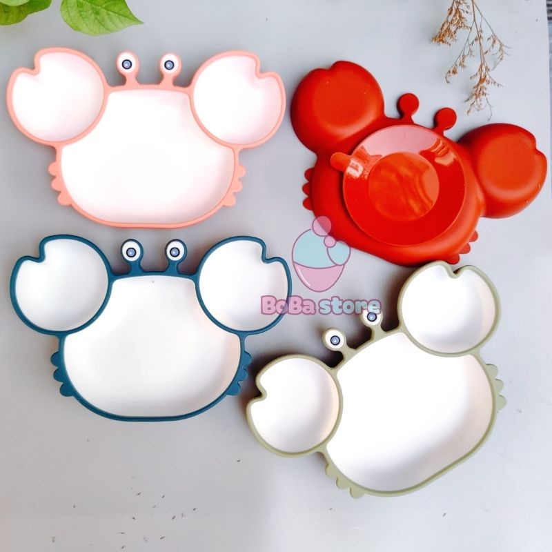 Khay ăn dặm silicon cho bé - hình cua (No Brand)