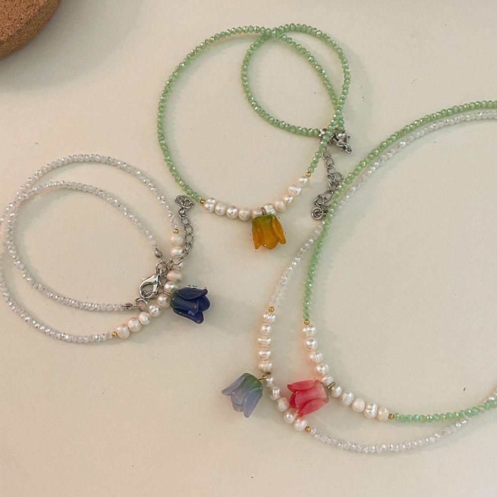 AROMA Vòng cổ Mặt Hoa Tulip Ngọt Ngào Cho Nữ