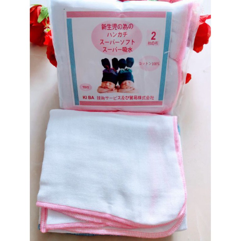Khăn sữa 2 lớp KIBA Nhật cho trẻ sơ sinh 10 chiếc