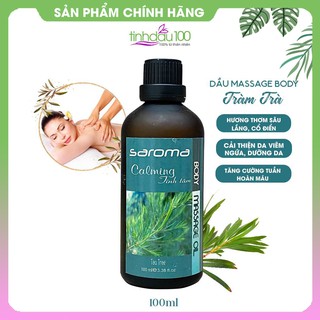 Dầu massage body tràm trà Saroma thư giãn, tĩnh tâm. Tinh dầu massage cơ thể chai 100ml Tinh Dầu 100 Store