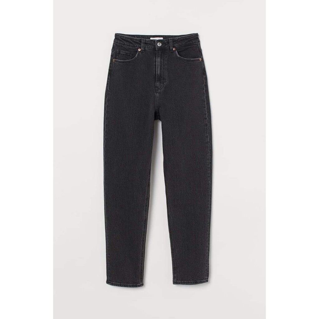 Quần Mom Jeans Nữ Lưng Cao Màu Đen M-07