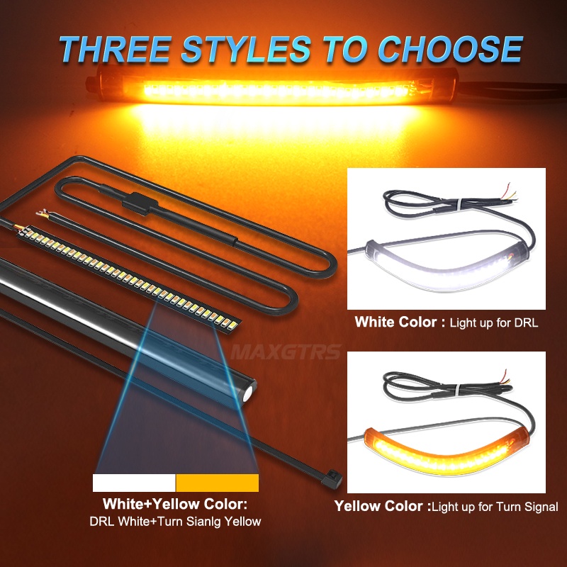 Dây Đèn LED Xi Nhan DRL 12V Màu Trắng Hổ Phách Dành Cho Xe Mô Tô MAXGTRS