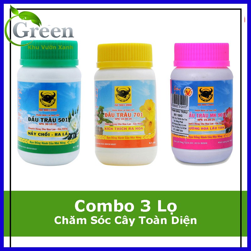 Bộ 3 lọ phân bón lá đầu trâu 501, 701, 901 chăm sóc lan - Lọ 100 gam