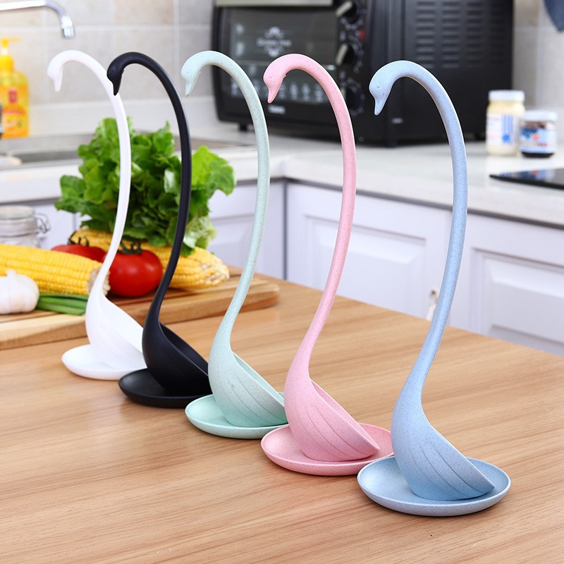 Muỗng Múc Canh Hình Thiên Nga Sáng Tạo Kèm Khay Đựng