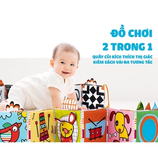 Sách Vải kiêm Quây cũi Kích thích thị giác cho bé Lalala Baby 3in1